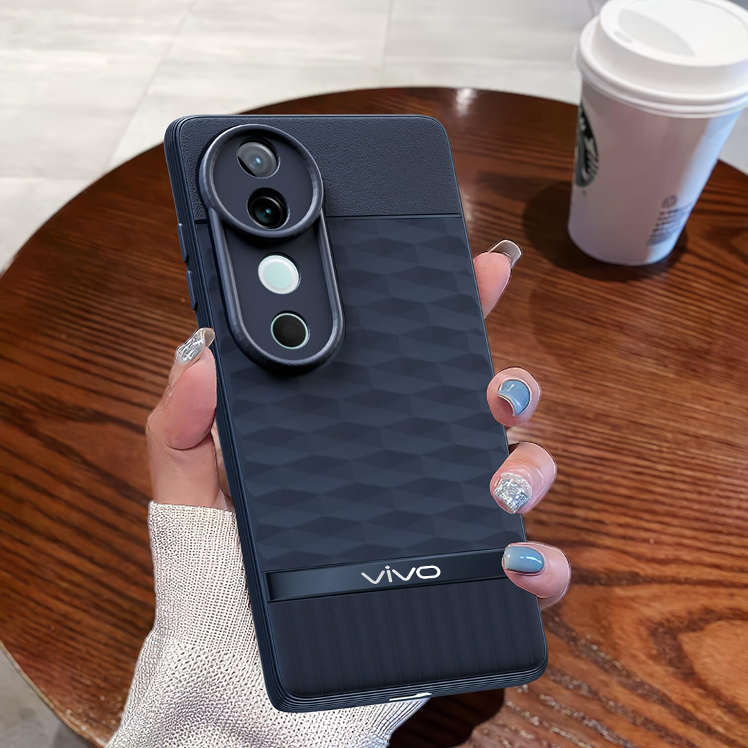 VIVO V40 5G 3D Hexa Cube Design Drop Protection | Camera Protection TPU Back Case
