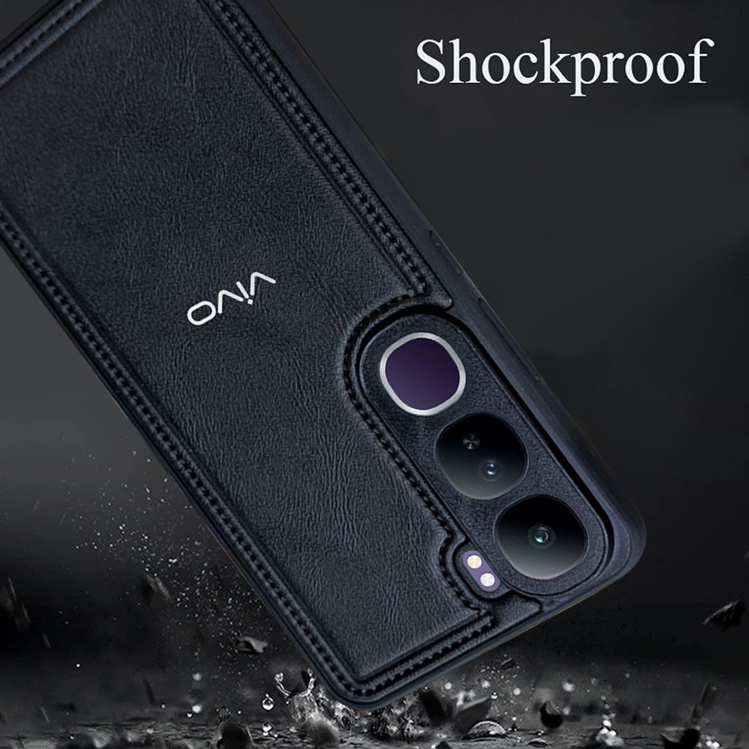 VIVO Y300 5G Vintage Leather Stitched Protective Back Case