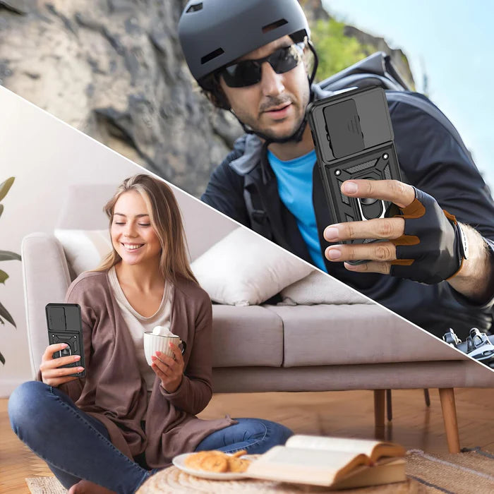 Motorola Edge 50 Fusion 5G Armor Military-grade Case With Sliding Camera Cover & 360 Kickstand