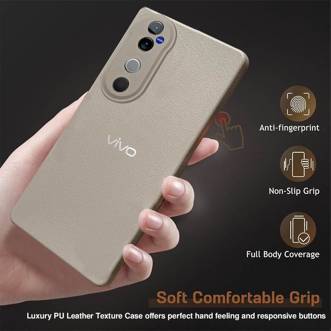 VIVO V40 5G Solid Color Leather Texture Matte Phone Back Case