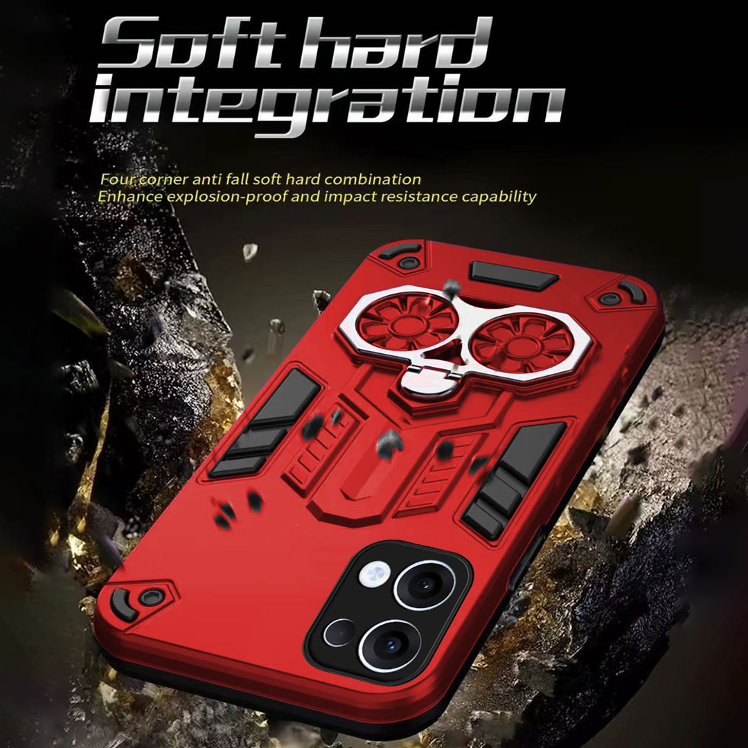 Oppo Reno 13 5G Armor knight Series Camera Protection 2 in 1 Shockproof Phone Cover with Kickstand