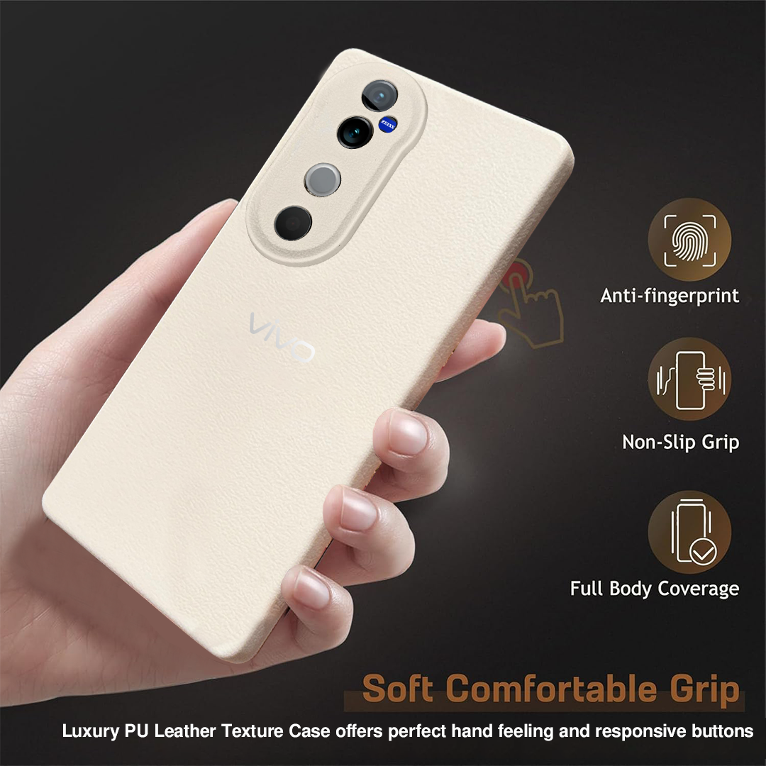 VIVO V40 5G Solid Color Leather Texture Matte Phone Back Case