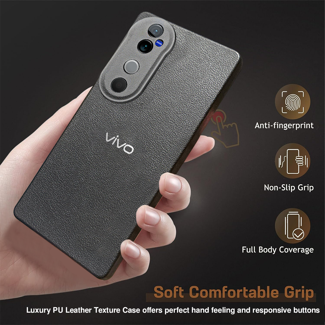 VIVO V40 5G Solid Color Leather Texture Matte Phone Back Case