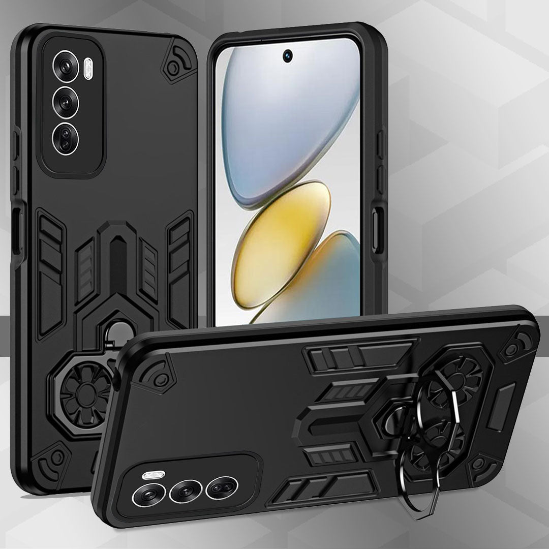 Oppo Reno 12 5G Armor knight Series Camera Protection 2 in 1 Shockproof Phone Cover with Kickstand