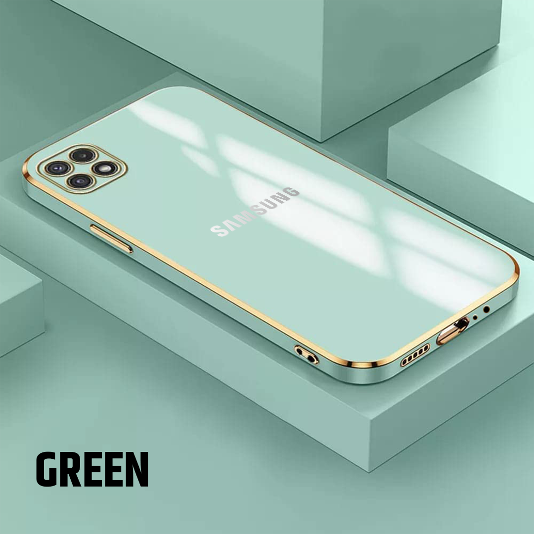 GALAXY A22 5G ULTRA-SHINE GOLD ELECTROPLATED LUXURIOUS BACK CASE WITH CAMERA PROTECTION