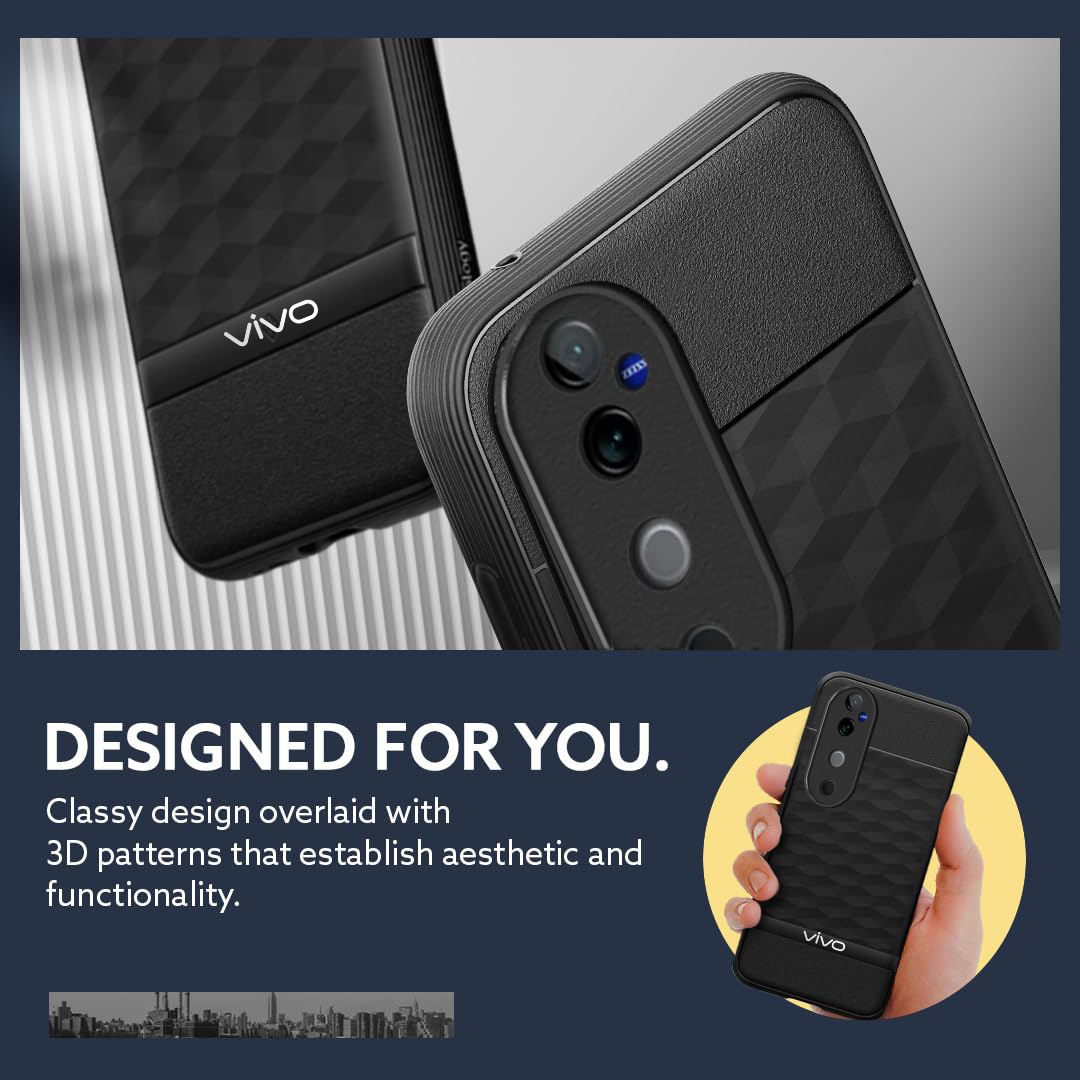 VIVO V40 5G 3D Hexa Cube Design Drop Protection | Camera Protection TPU Back Case