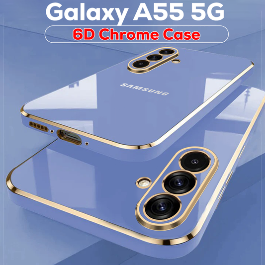 GALAXY A55 5G ULTRA-SHINE GOLD ELECTROPLATED LUXURIOUS BACK CASE WITH CAMERA PROTECTION
