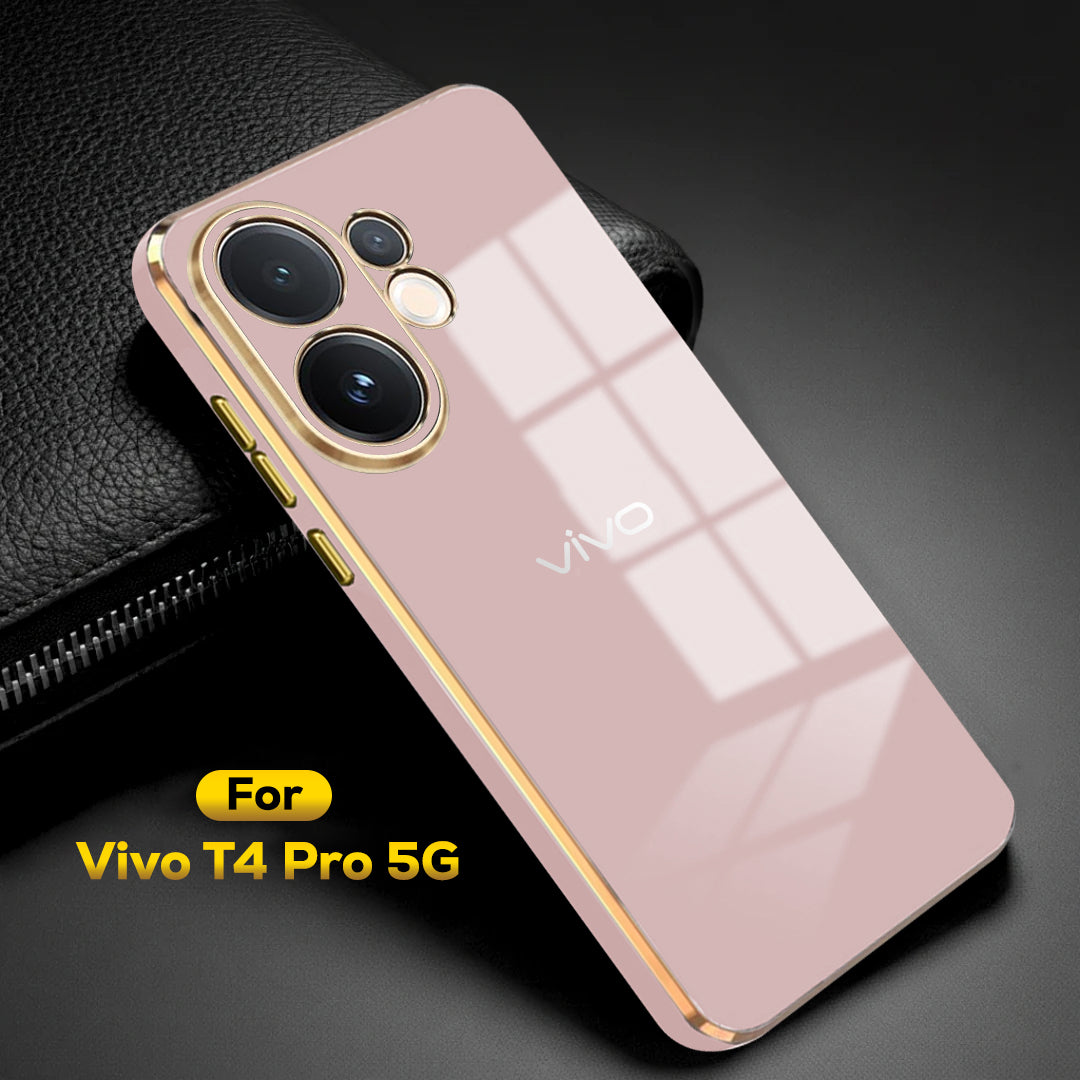 VIVO T4 PRO 5G ULTRA-SHINE GOLD ELECTROPLATED LUXURIOUS BACK CASE WITH CAMERA PROTECTION