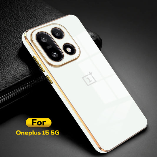 ONEPLUS 15 5G ULTRA-SHINE GOLD ELECTROPLATED LUXURIOUS BACK CASE WITH CAMERA PROTECTION
