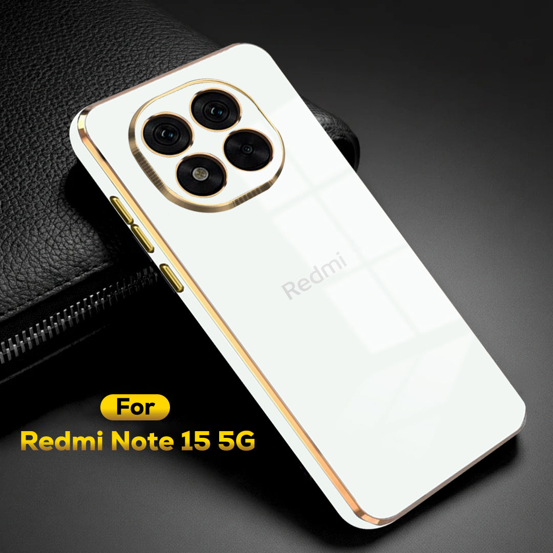 REDMI NOTE 15 5G ULTRA-SHINE GOLD ELECTROPLATED LUXURIOUS BACK CASE WITH CAMERA PROTECTION