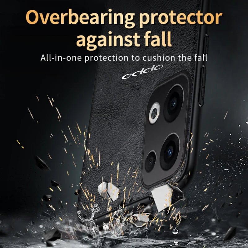 OPPO RENO 13 5G Business Style PU LEATHER PROTECTIVE BACK CASE WITH CAMERA PROTECTION