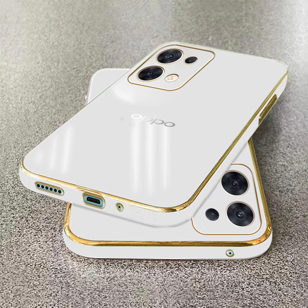 RENO 8 ULTRA-SHINE GOLD ELECTROPLATED LUXURIOUS BACK CASE WITH CAMERA PROTECTION