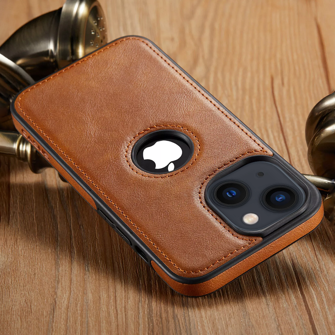IPHONE 15 5G Drop Protection | Raised Camera Edges Protective Back Leather Case