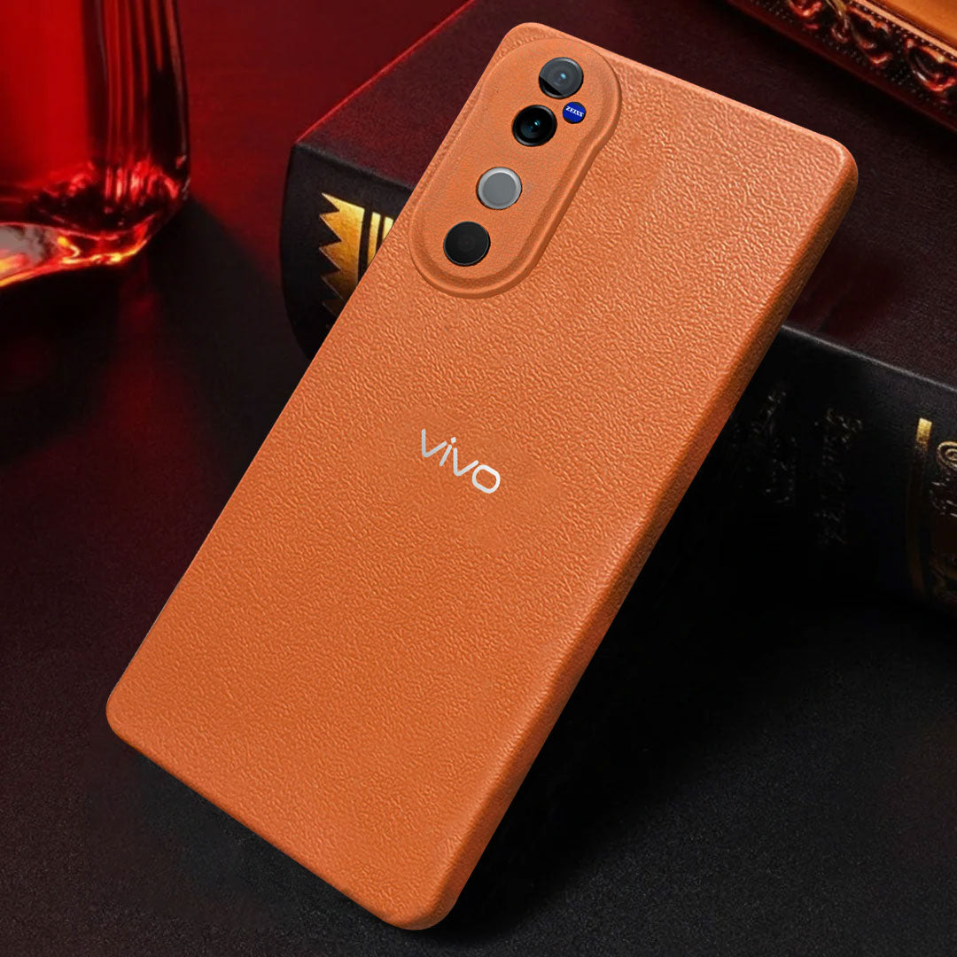 VIVO V40 5G Solid Color Leather Texture Matte Phone Back Case