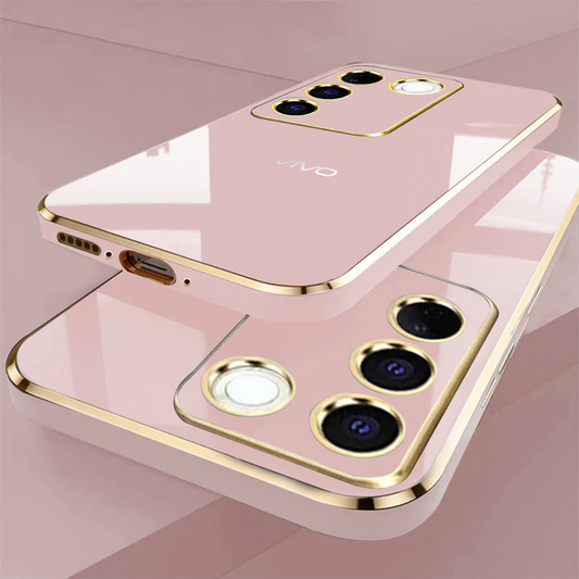VIVO V27 5G ULTRA-SHINE GOLD ELECTROPLATED LUXURIOUS BACK CASE WITH CAMERA PROTECTION