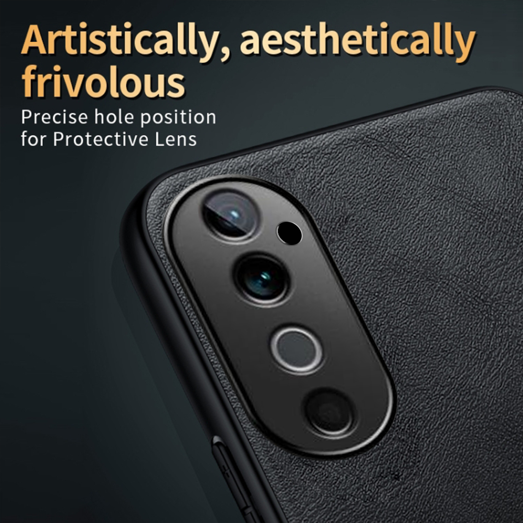 VIVO V40 5G Business Style PU LEATHER PROTECTIVE BACK CASE WITH CAMERA PROTECTION