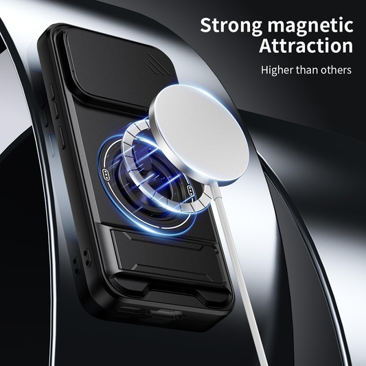 VIVO X300 FE 5G Built-in Ring Stand and Folding Stand, Lens Protection Slider, Magnetic Protective case