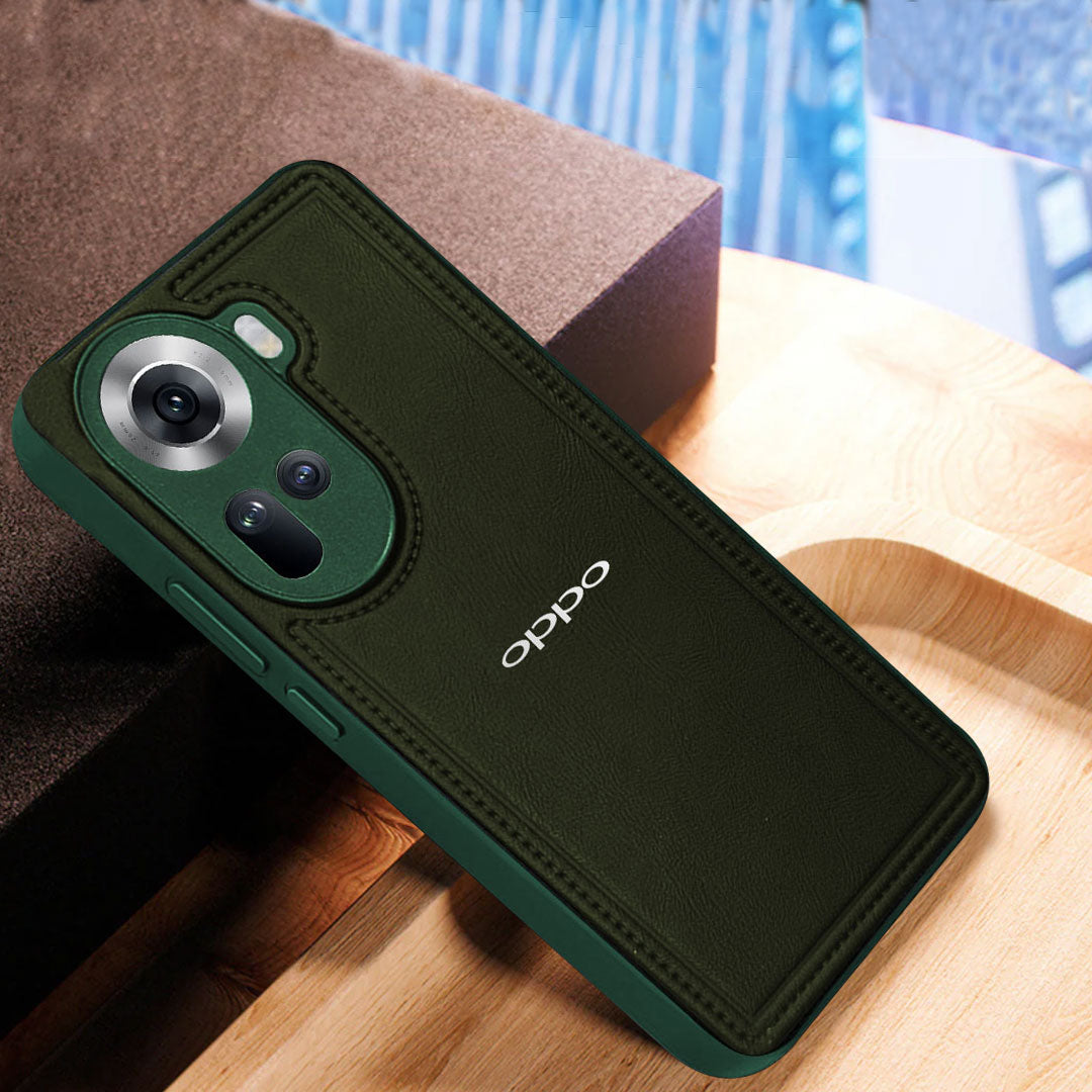 OPPO RENO 11 5G Vintage Leather Stitched Protective Back Case