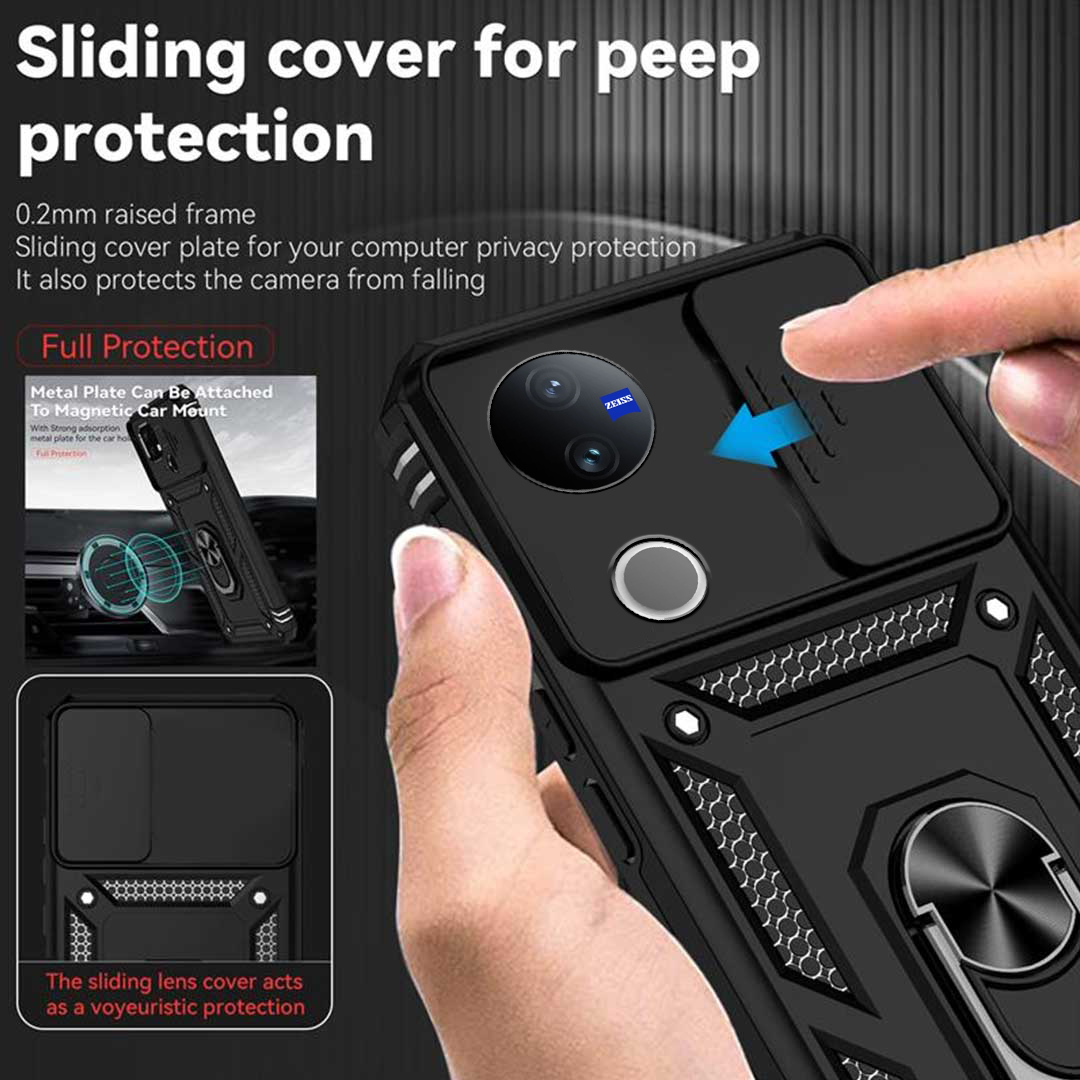 VIVO V50 PRO 5G Armor Military-grade Case With Sliding Camera Cover & 360 Kickstand (Copy)