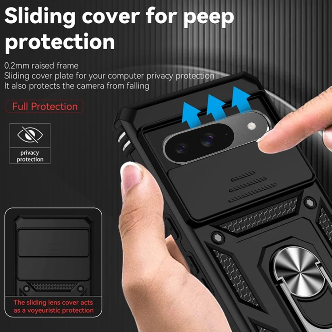 GOOGLE PIXEL 9/9PRO 5G Armor Military-grade Case With Sliding Camera Cover & 360 Kickstand