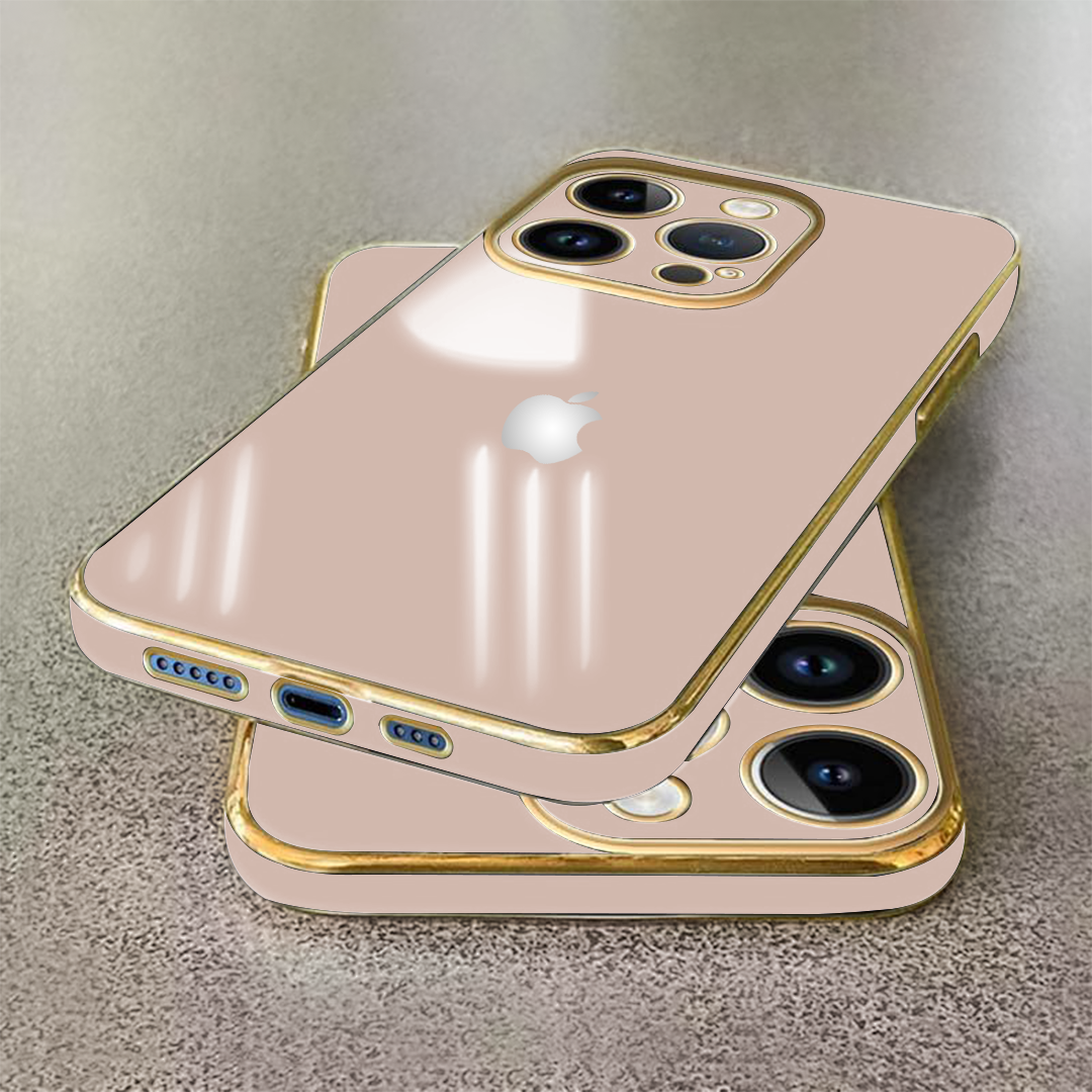 IPHONE 15 PRO ULTRA-SHINE GOLD ELECTROPLATED LUXURIOUS BACK CASE WITH CAMERA PROTECTION