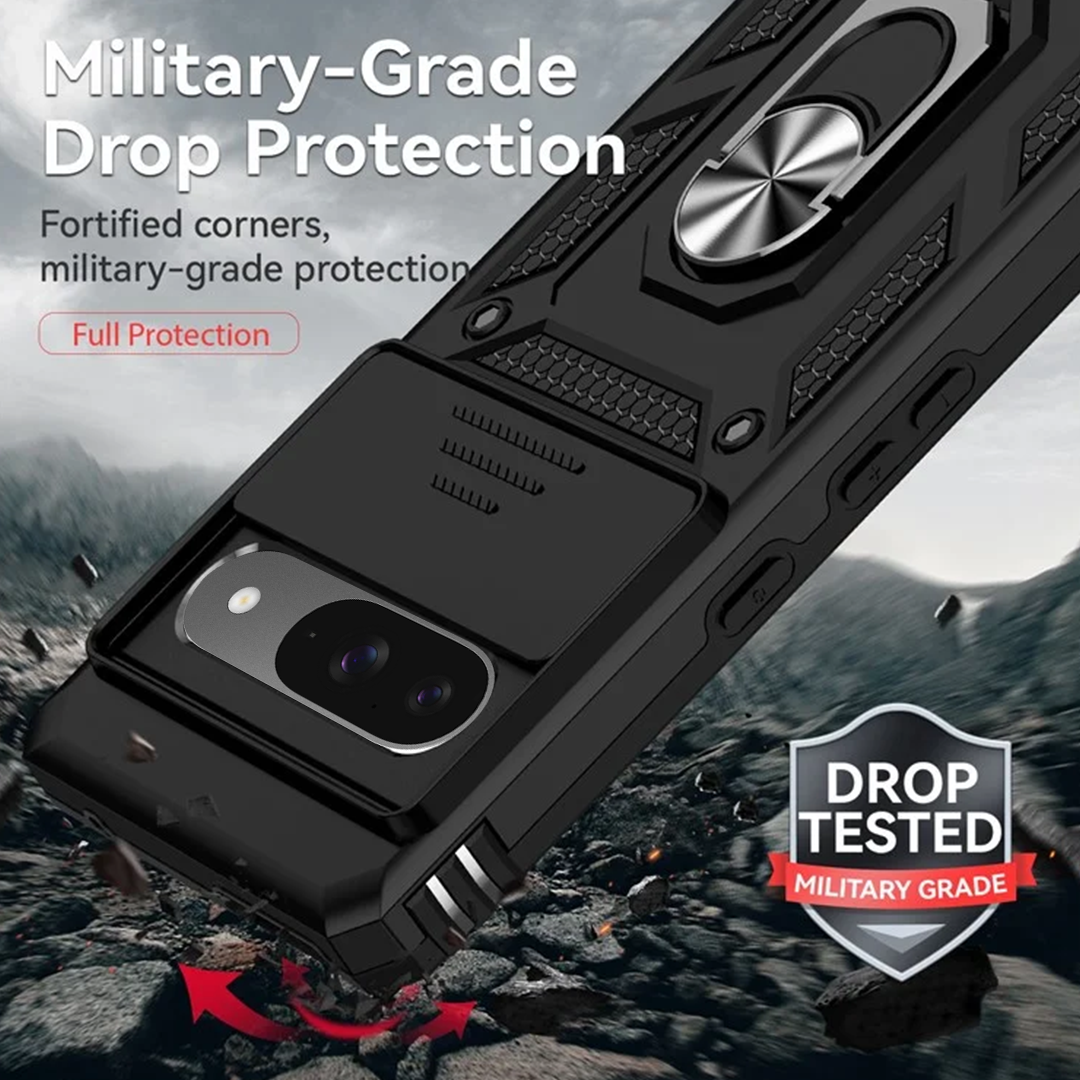 GOOGLE PIXEL 9/9PRO 5G Armor Military-grade Case With Sliding Camera Cover & 360 Kickstand