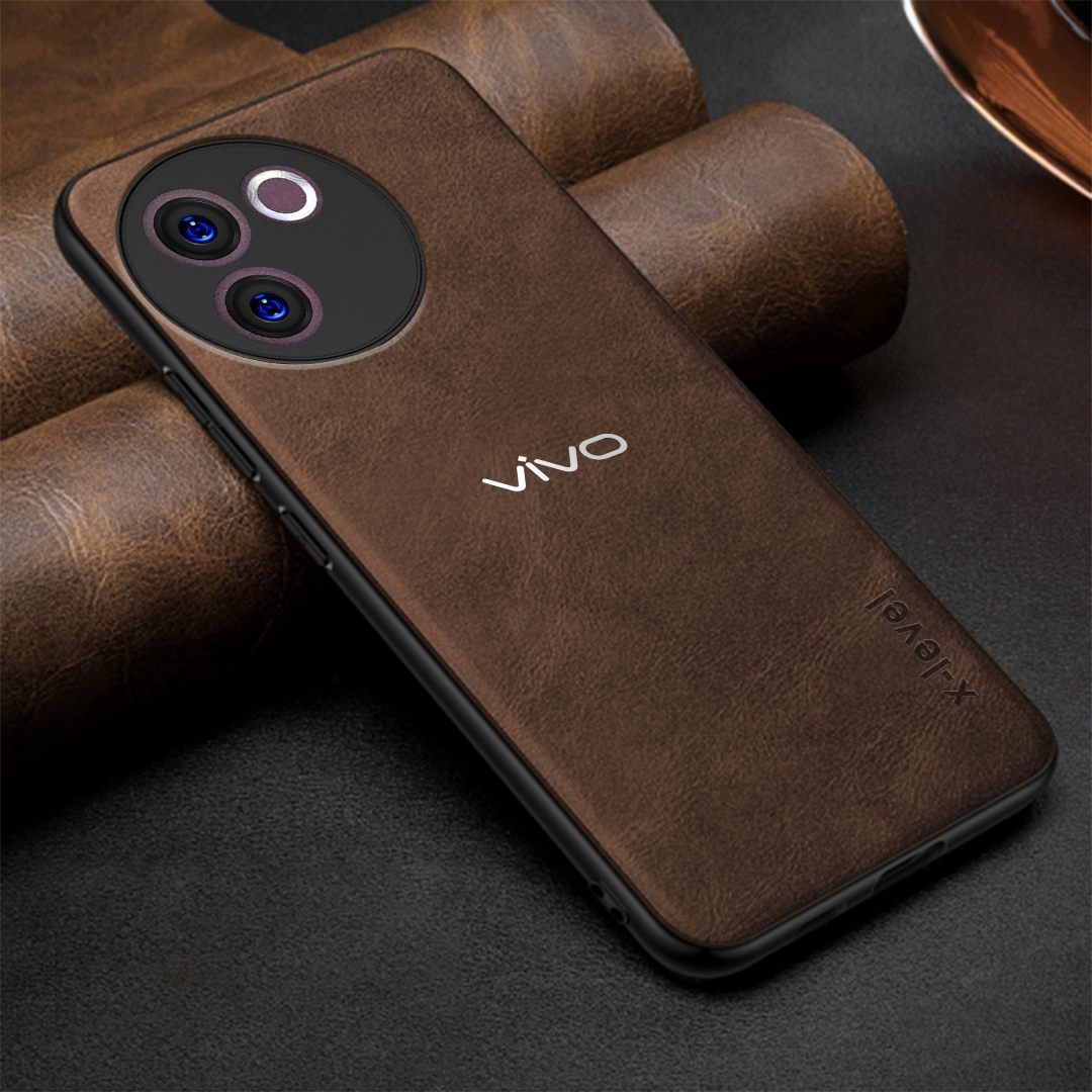 VIVO V30E 5G Business Style PU LEATHER PROTECTIVE BACK CASE WITH CAMERA PROTECTION