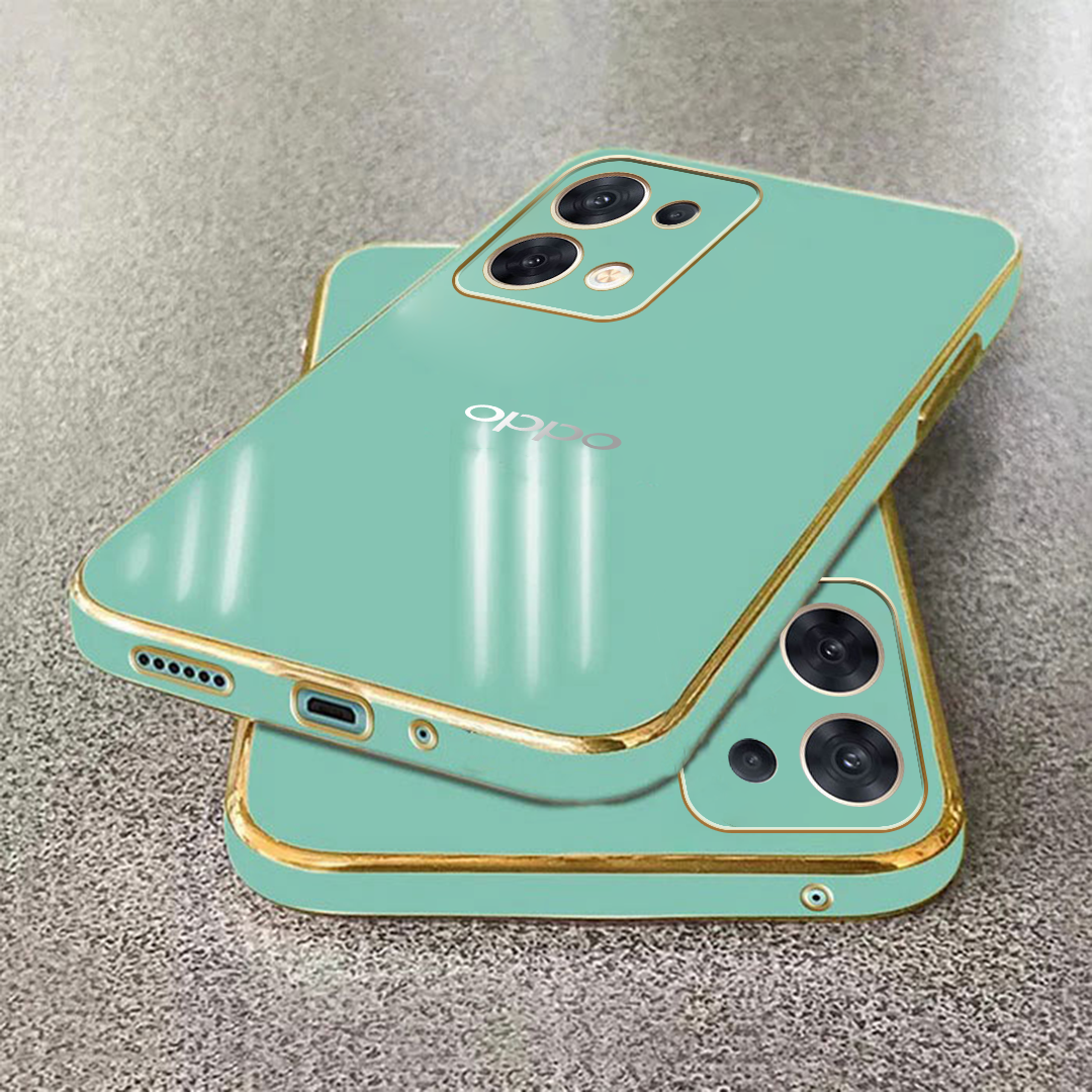 RENO 8 ULTRA-SHINE GOLD ELECTROPLATED LUXURIOUS BACK CASE WITH CAMERA PROTECTION