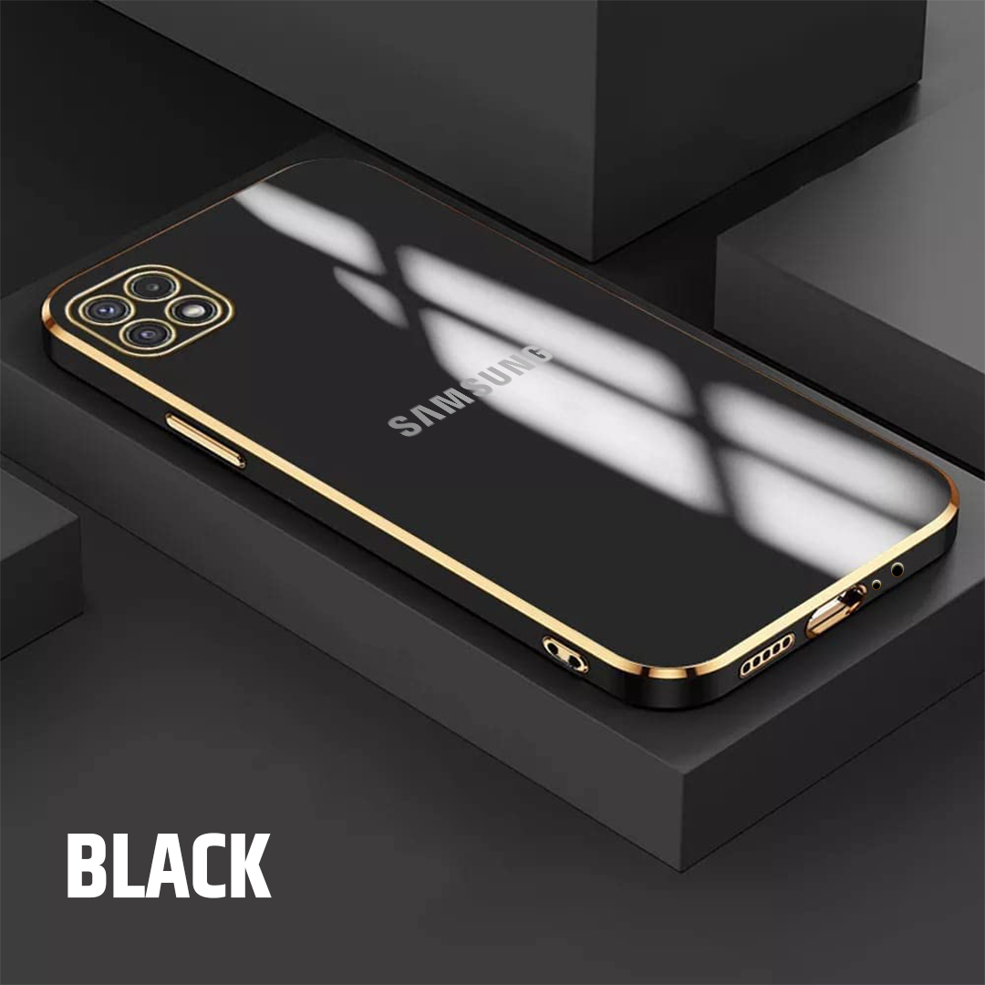 GALAXY A22 5G ULTRA-SHINE GOLD ELECTROPLATED LUXURIOUS BACK CASE WITH CAMERA PROTECTION