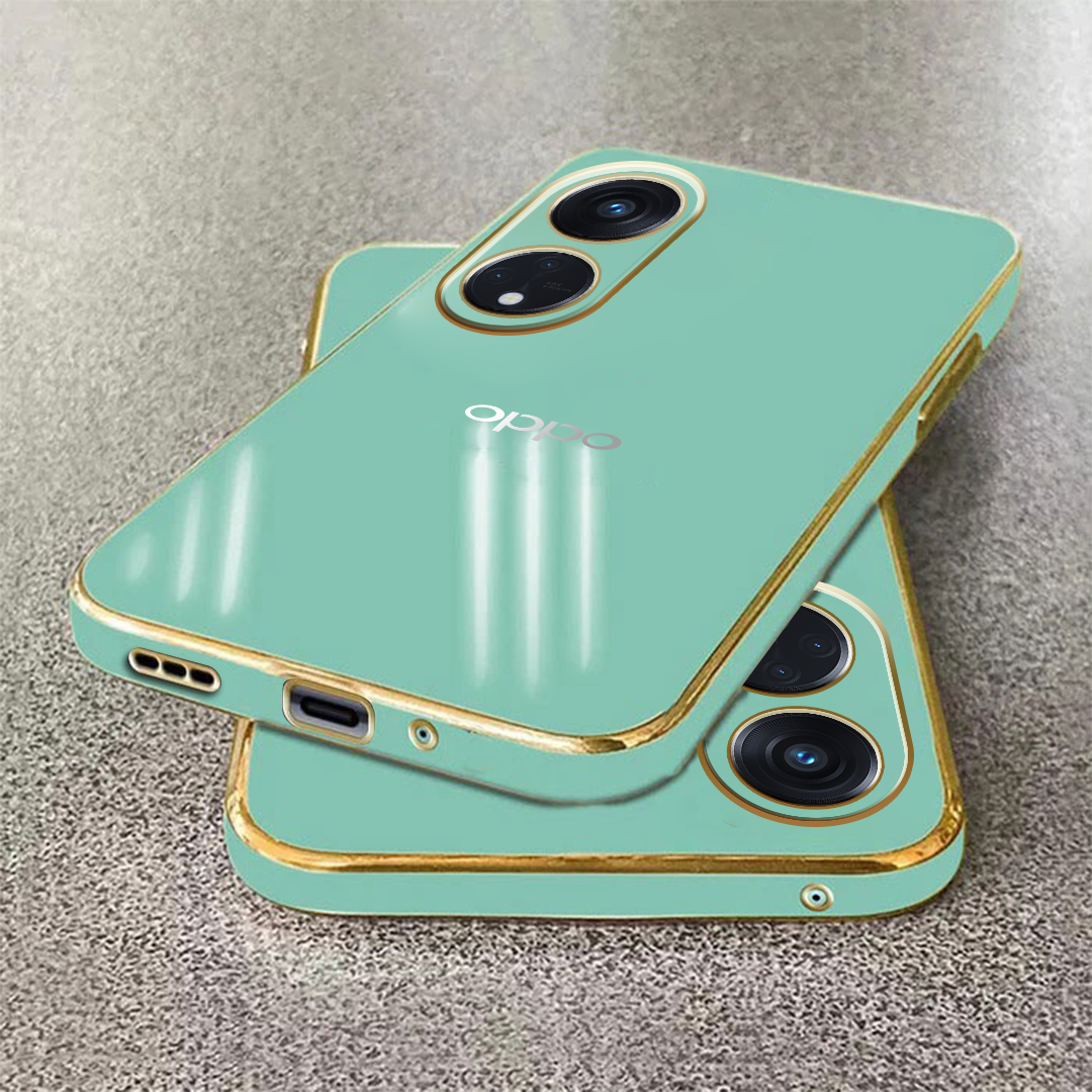 RENO 8T ULTRA-SHINE GOLD ELECTROPLATED LUXURIOUS BACK CASE WITH CAMERA PROTECTION