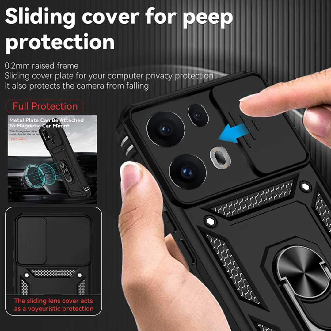OPPO RENO 13 PRO 5G Armor Military-grade Case With Sliding Camera Cover & 360 Kickstand