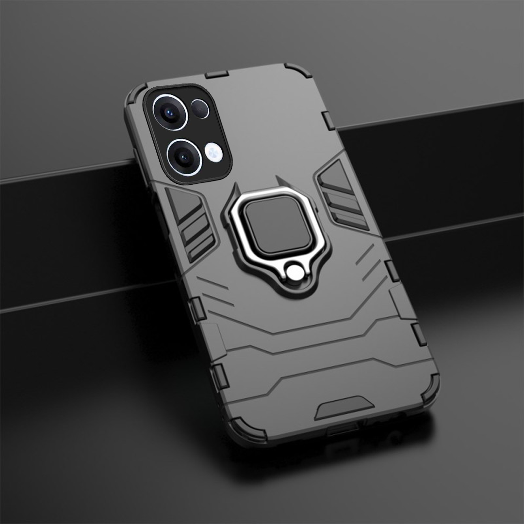 OPPO RENO 13 5G Black Panther Metal Bracket Shockproof Protective Back Case