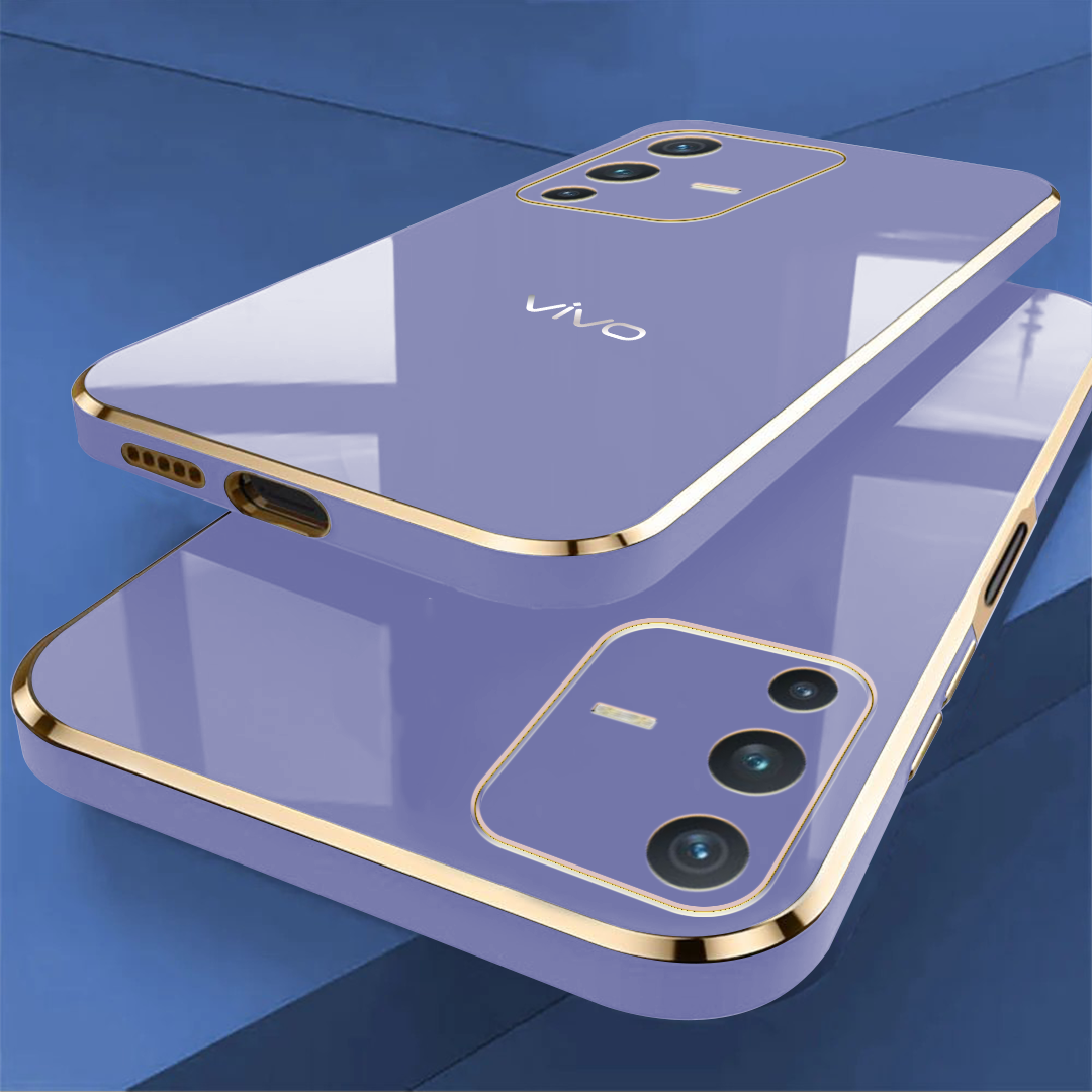 VIVO V23 5G ULTRA-SHINE GOLD ELECTROPLATED LUXURIOUS BACK CASE WITH CAMERA PROTECTION
