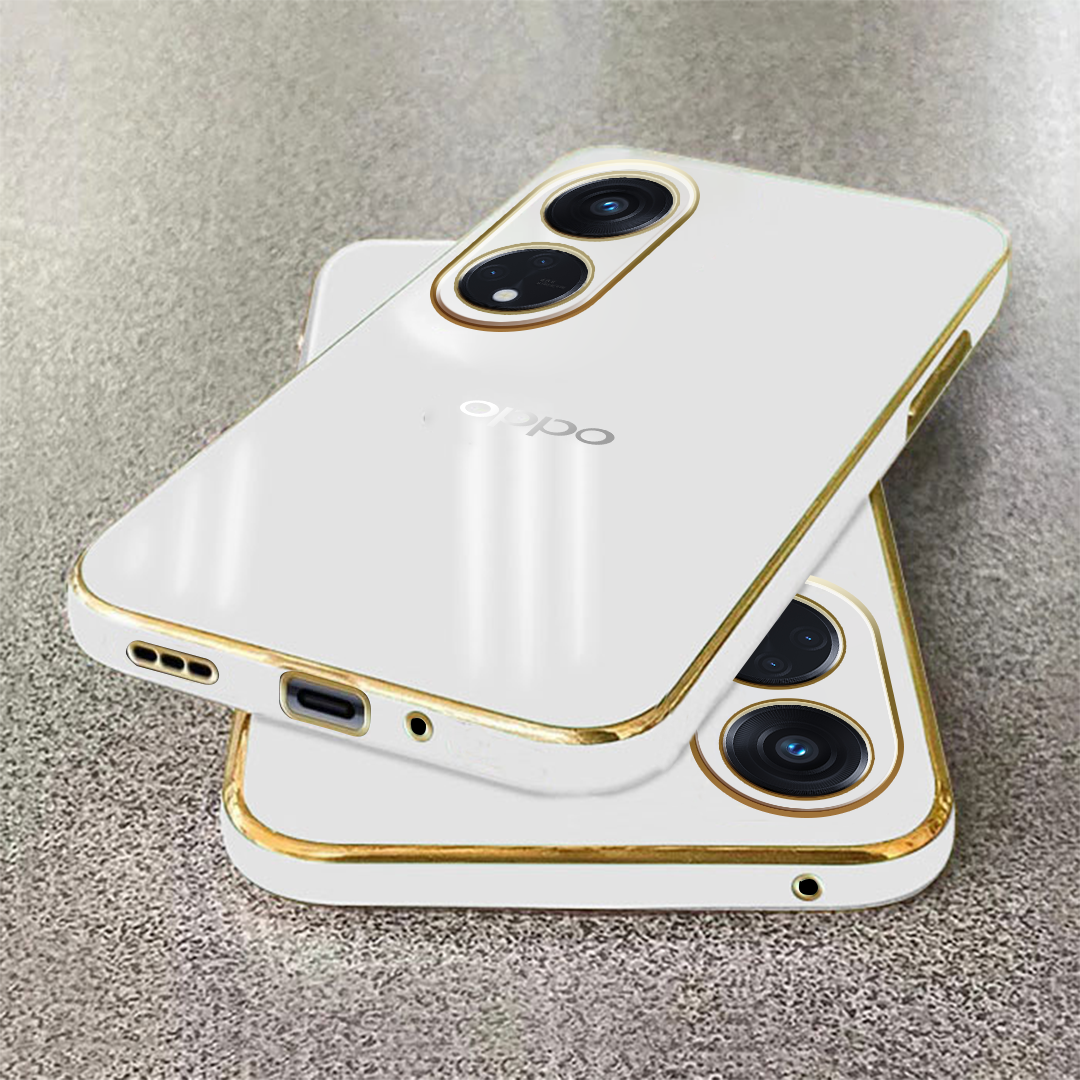 RENO 8T ULTRA-SHINE GOLD ELECTROPLATED LUXURIOUS BACK CASE WITH CAMERA PROTECTION