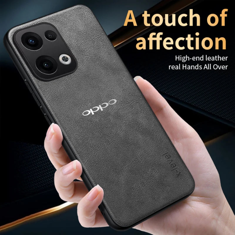 OPPO RENO 13 5G Business Style PU LEATHER PROTECTIVE BACK CASE WITH CAMERA PROTECTION