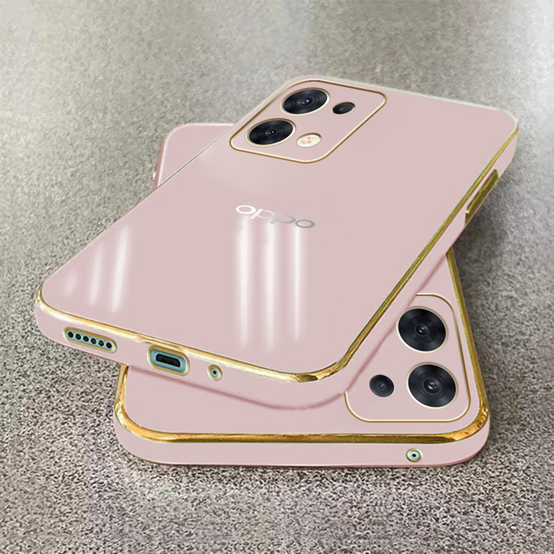 RENO 8 ULTRA-SHINE GOLD ELECTROPLATED LUXURIOUS BACK CASE WITH CAMERA PROTECTION