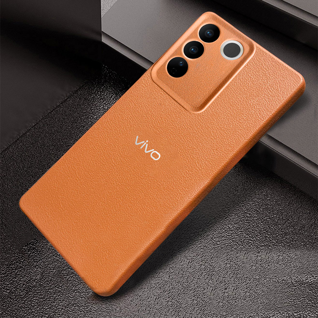VIVO V27 5G Solid Color Leather Texture Matte Phone Back Case
