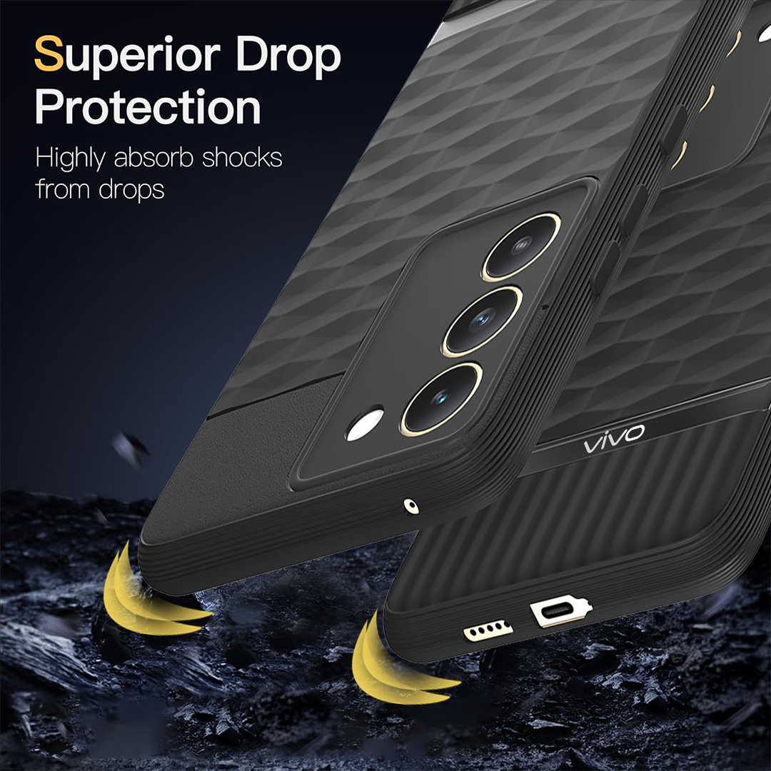 VIVO T3 5G 3D Hexa Cube Design Drop Protection | Camera Protection TPU Back Case