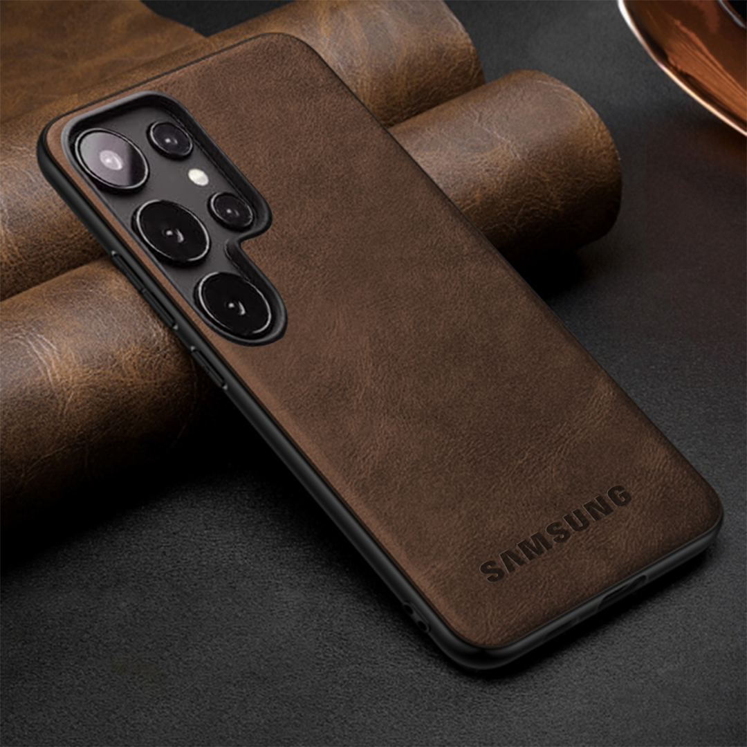 Samsung Galaxy S25 ULTRA 5G Drop Protection | Imposed Logo|Raised Camera Edges Protective Back Leather Case