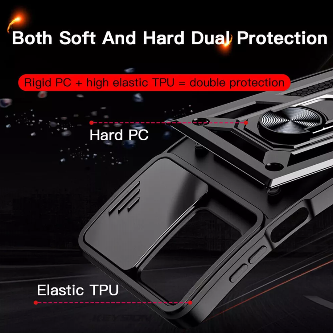 Motorola Edge 50 Fusion 5G Armor Military-grade Case With Sliding Camera Cover & 360 Kickstand