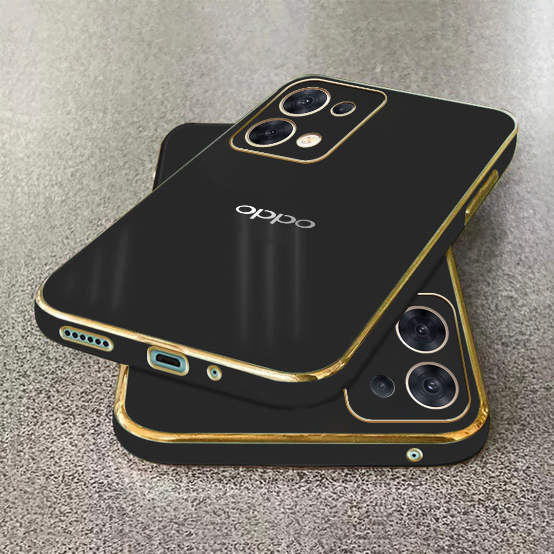 RENO 8 ULTRA-SHINE GOLD ELECTROPLATED LUXURIOUS BACK CASE WITH CAMERA PROTECTION