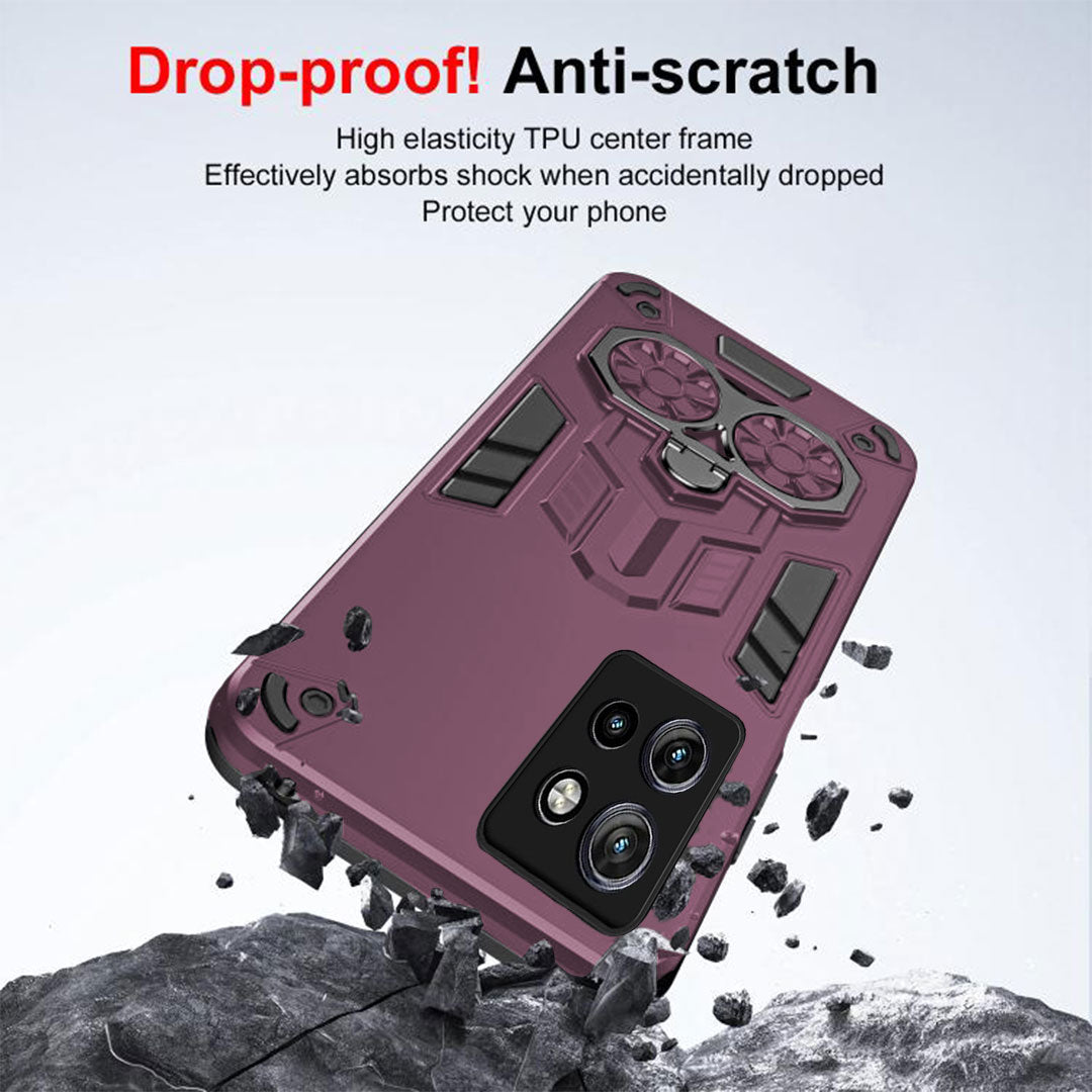 Motorola Edge 50 Neo 5G Armor knight Series Camera Protection 2 in 1 Shockproof Phone Cover with Kickstand