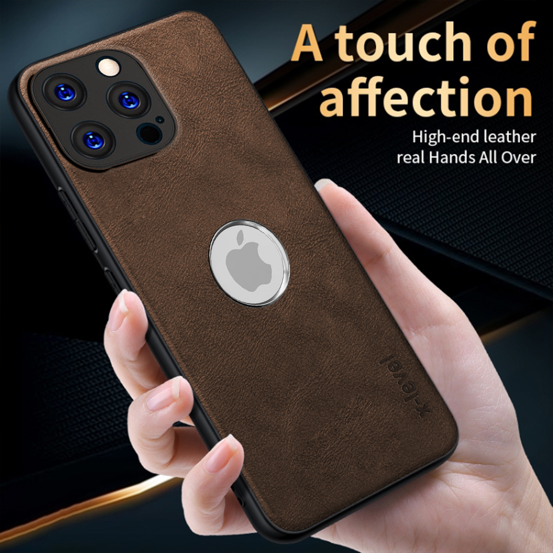 IPHONE 15 PRO MAX 5G Business Style PU LEATHER PROTECTIVE BACK CASE WITH CAMERA PROTECTION