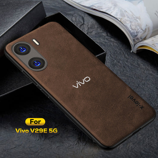 VIVO V29E 5G Business Style PU LEATHER PROTECTIVE BACK CASE WITH CAMERA PROTECTION