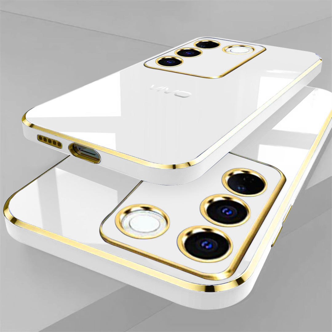 VIVO V27 5G ULTRA-SHINE GOLD ELECTROPLATED LUXURIOUS BACK CASE WITH CAMERA PROTECTION