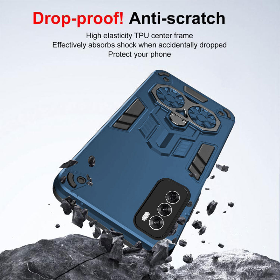 Oppo Reno 12 5G Armor knight Series Camera Protection 2 in 1 Shockproof Phone Cover with Kickstand