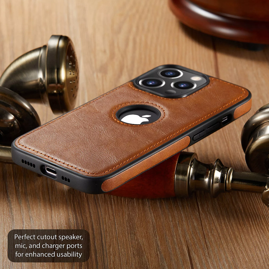 IPHONE 15/PLUS/PRO/MAX 5G Drop Protection | Raised Camera Edges Protective Back Leather Case
