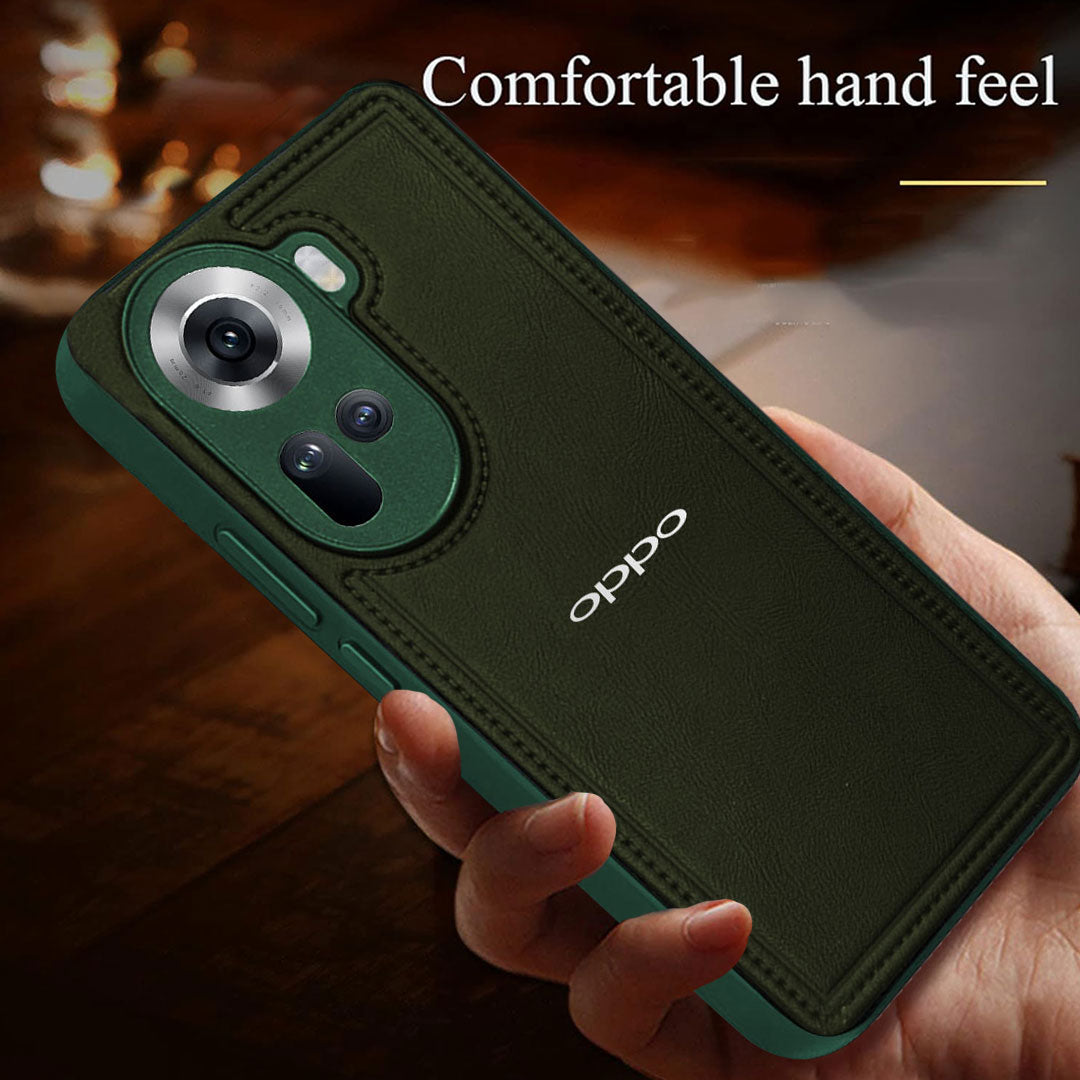OPPO RENO 11 5G Vintage Leather Stitched Protective Back Case