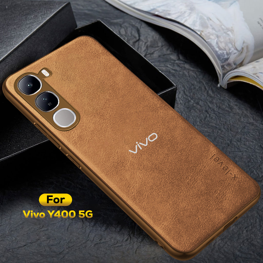 VIVO Y400 5G Business Style PU LEATHER PROTECTIVE BACK CASE WITH CAMERA PROTECTION