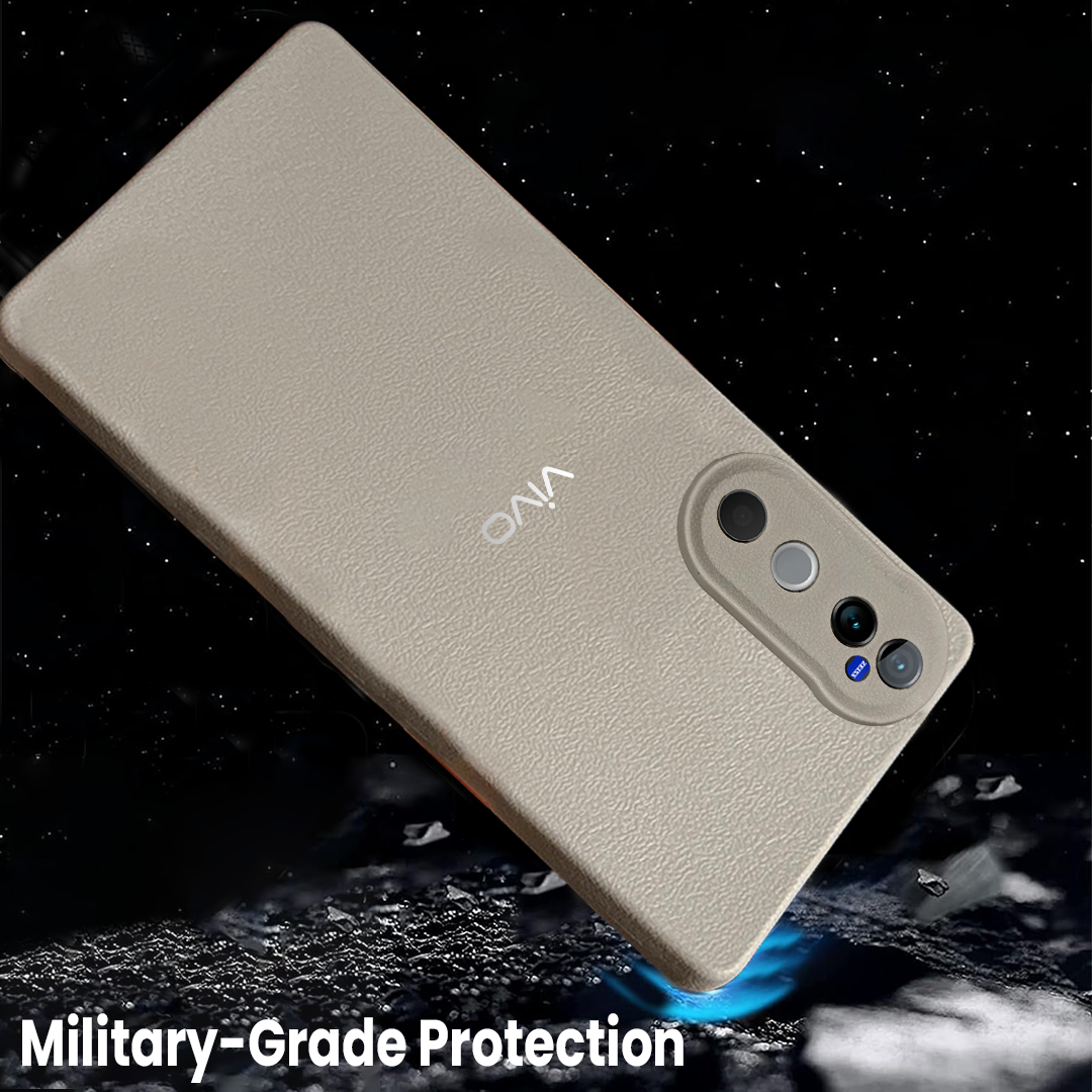 VIVO V40 5G Solid Color Leather Texture Matte Phone Back Case
